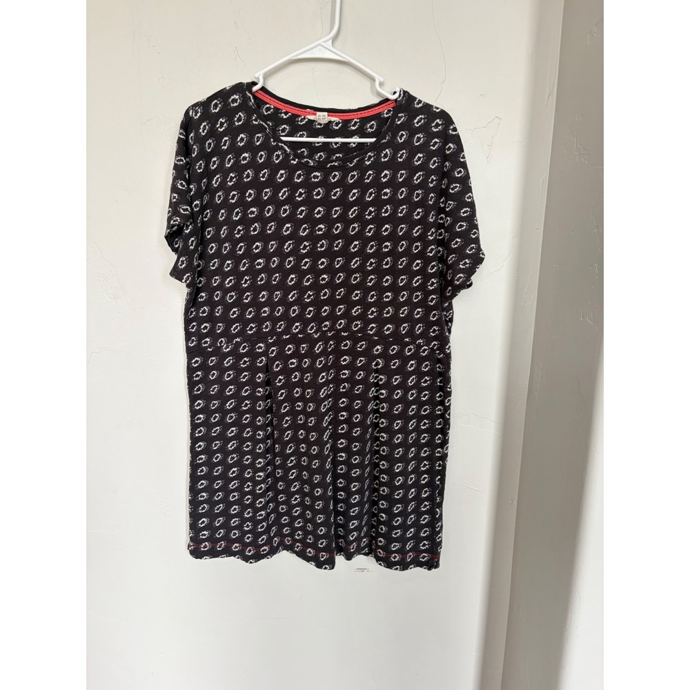 White Stuff Womens Black White Geometric Print Cotton Tunic Top UK 14 US 10